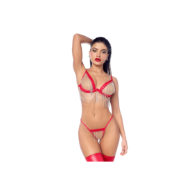 Ensemble 2 pièces à franges strass 